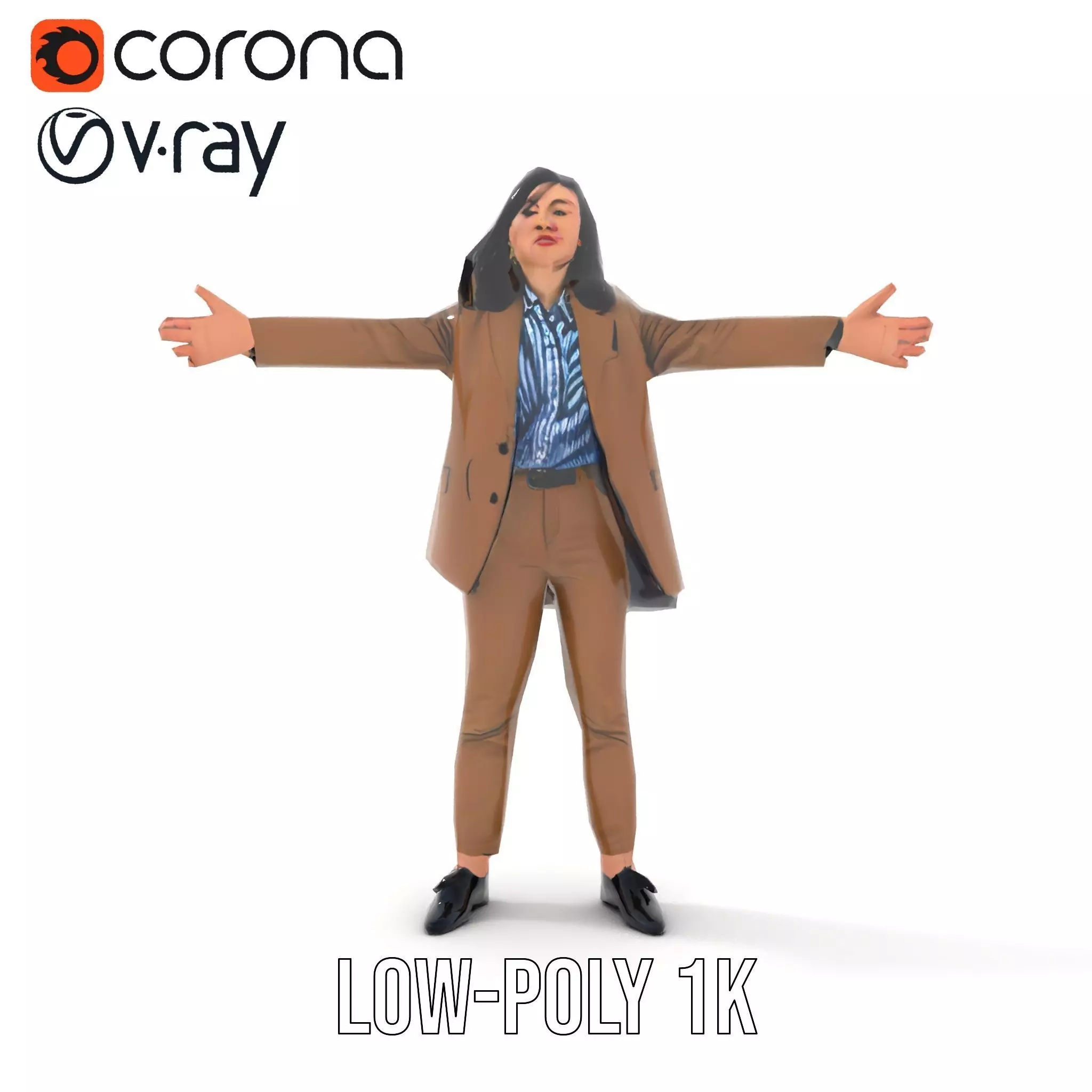 Businesswoman Brown Suit Model Pack Low-poly 3D model_28
