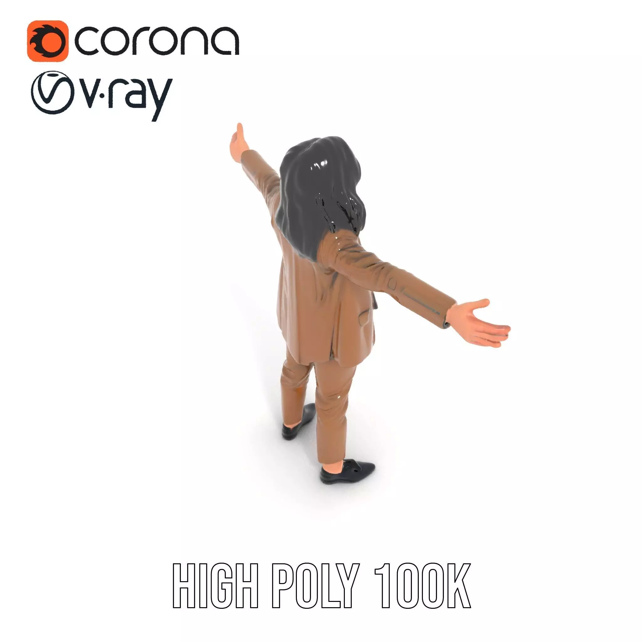 Businesswoman Brown Suit Model Pack Low-poly 3D model_10