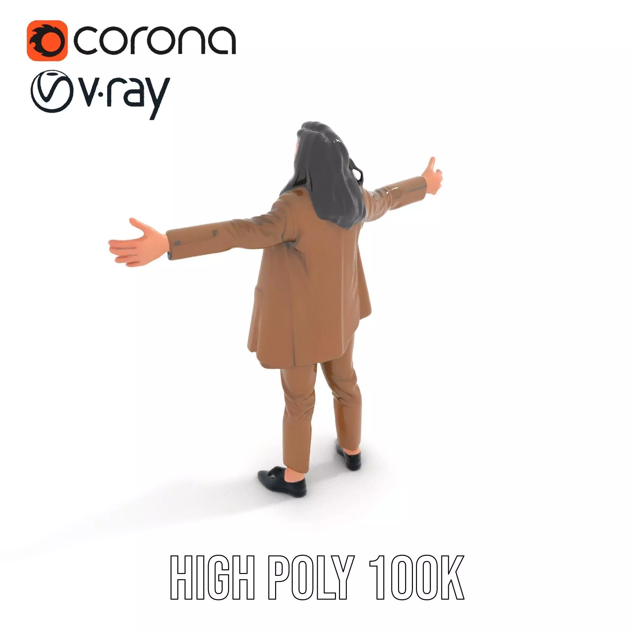 Businesswoman Brown Suit Model Pack Low-poly 3D model_23