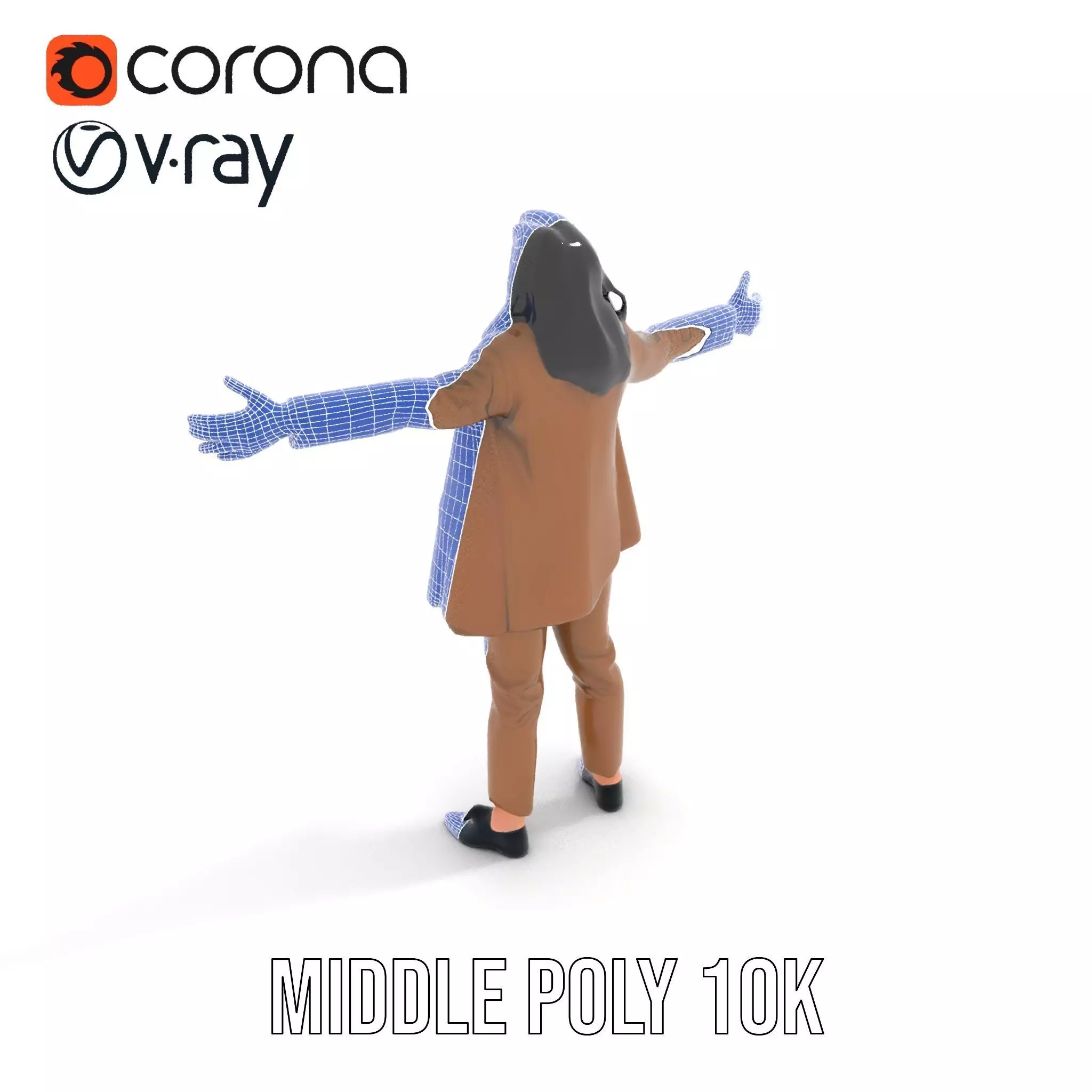 Businesswoman Brown Suit Model Pack Low-poly 3D model_6
