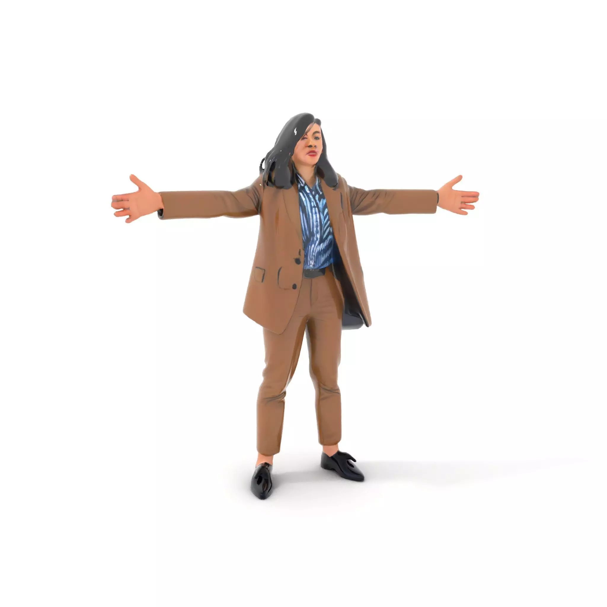 Businesswoman Brown Suit Model Pack Low-poly 3D model_19