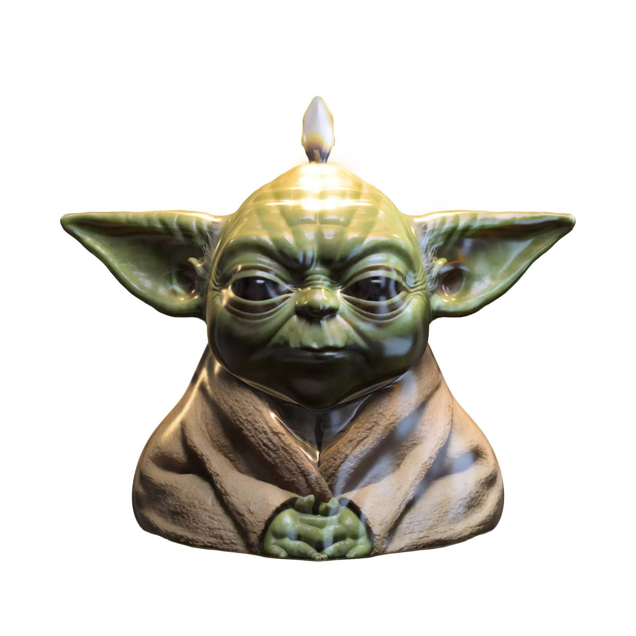 Yoda shaped candle Low-poly 3D model_0