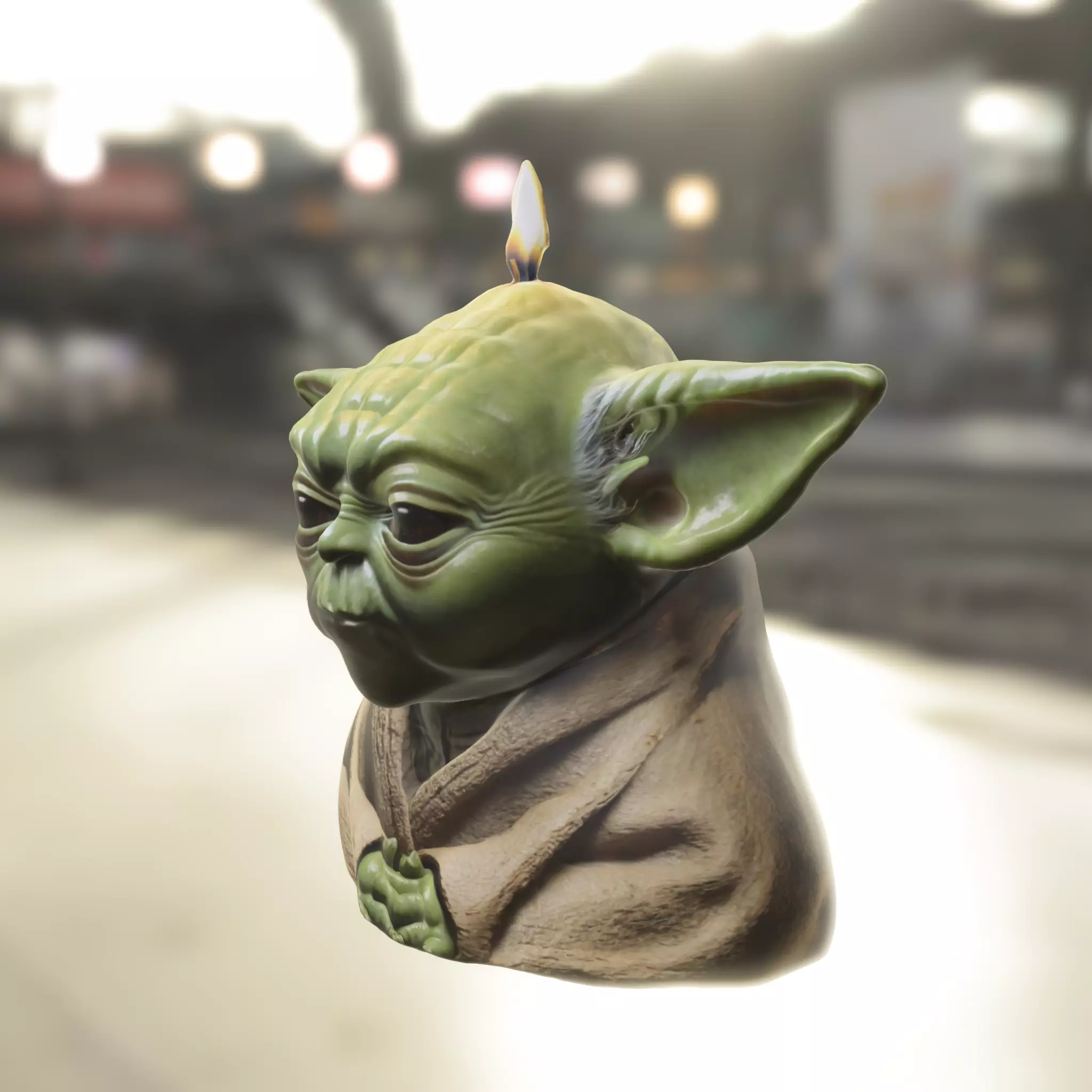 Yoda shaped candle Low-poly 3D model_1