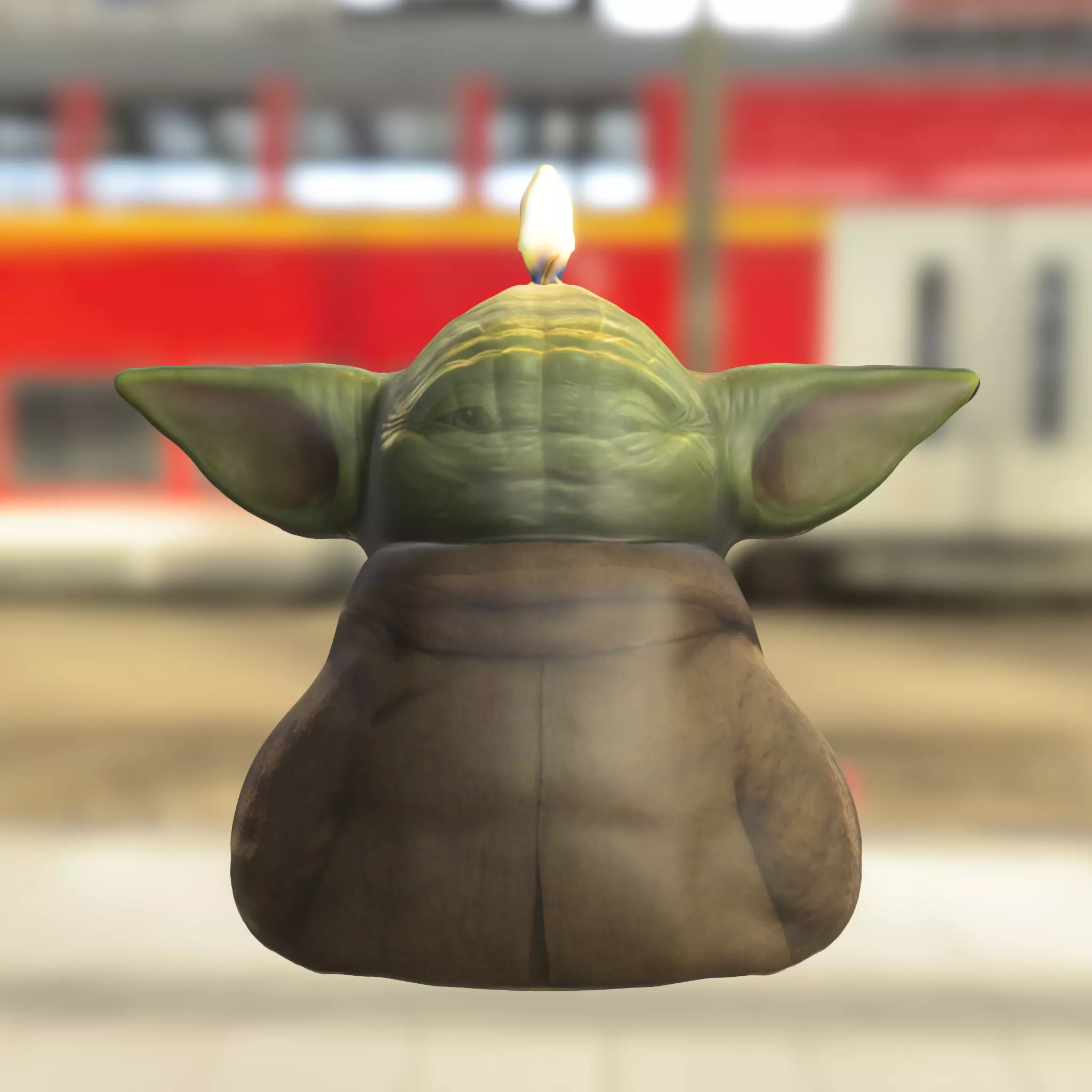 Yoda shaped candle Low-poly 3D model_3