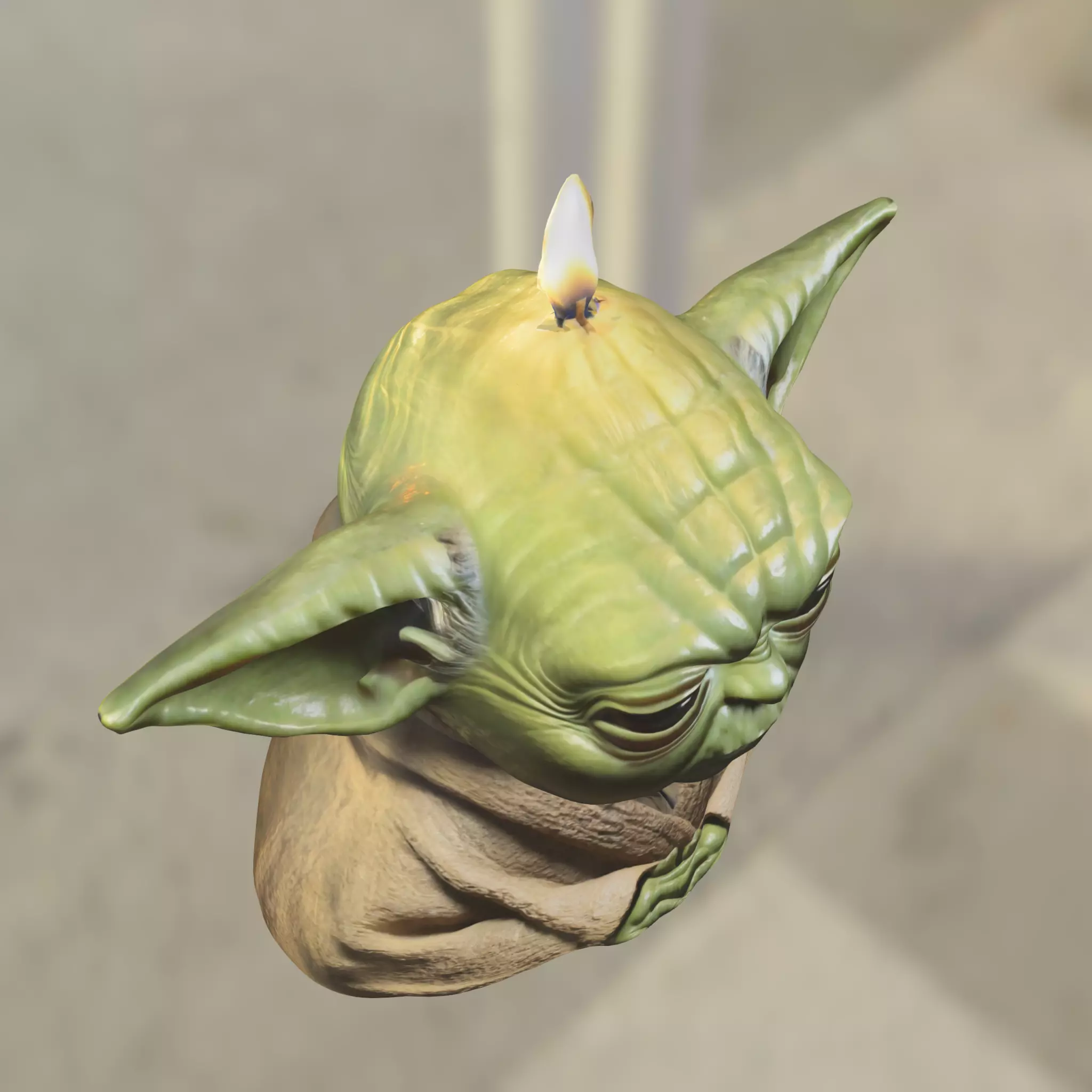 Yoda shaped candle Low-poly 3D model_2