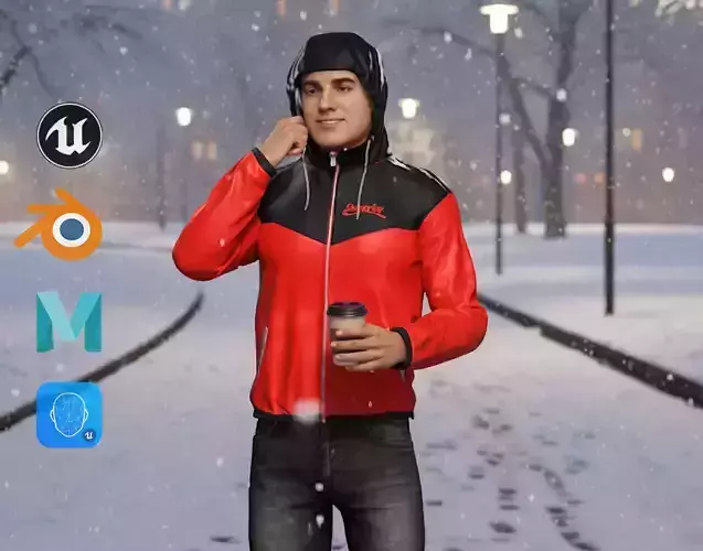 Sporty Hooded Jacket  Realistic Male Character 