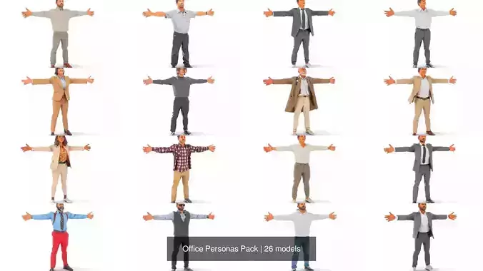 Office Personas Pack 3D Model Collection