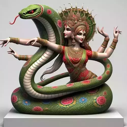 1847  Indian Serpent Woman Dancer on Pedestal