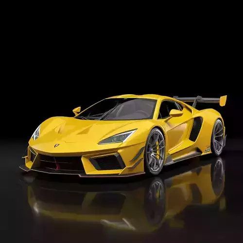 High Performance Yellow Race Car Low-poly 3D model