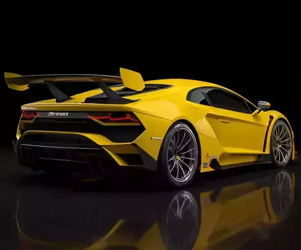 High Performance Yellow Race Car Low-poly 3D model 3
