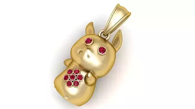 bunny pendant silver 3D printable model   