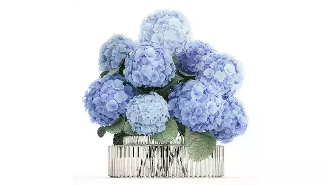 Bouquet In A Glass Vase With Blue Hydrangea 601 3D model