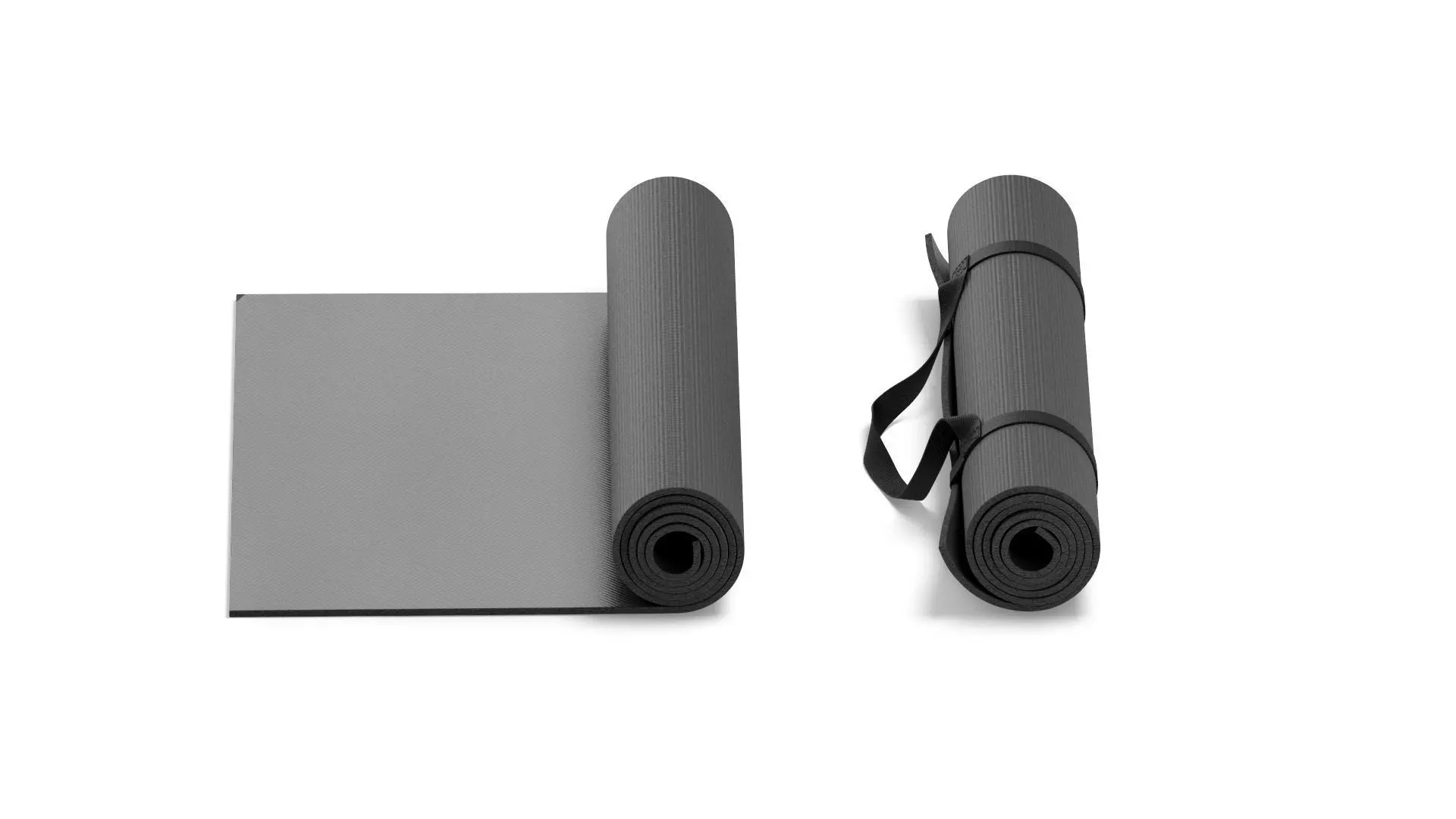 Black Unfolded and Rolled 4 Types Yoga Mat -  tourism and sport 3D model_3