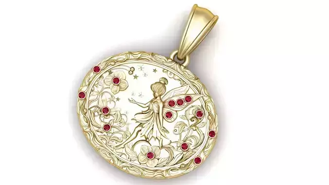 fairy pendant gold 3D printable model  