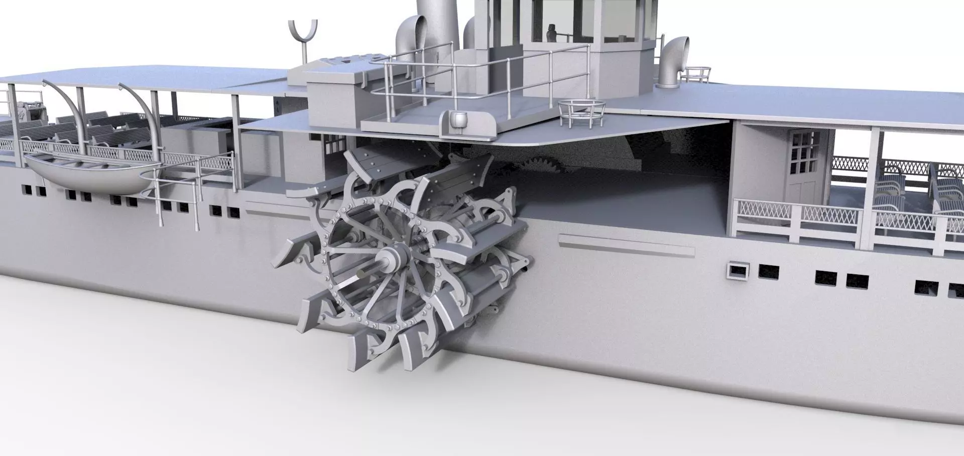 RADDAMPFER MIT BLATTSTEUERUNG PADDLE STEAMER 3D print model_3