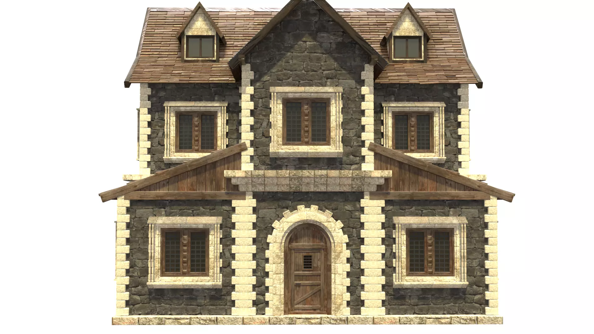 medieval house low poly city town residential house 30 Low-poly 3D model_8