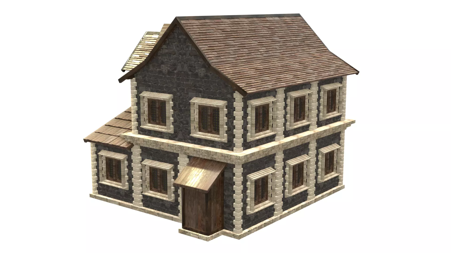medieval house low poly city town residential house 30 Low-poly 3D model_4