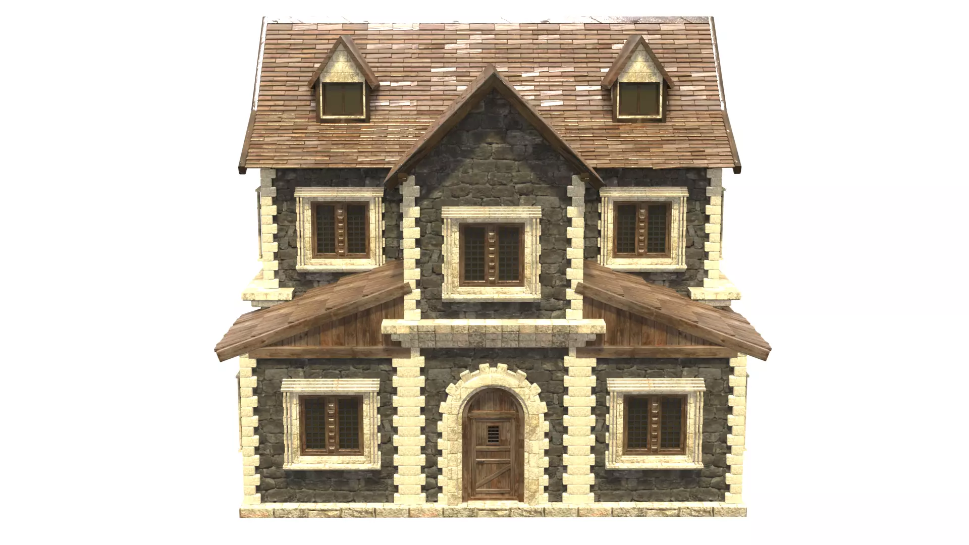 medieval house low poly city town residential house 30 Low-poly 3D model_1