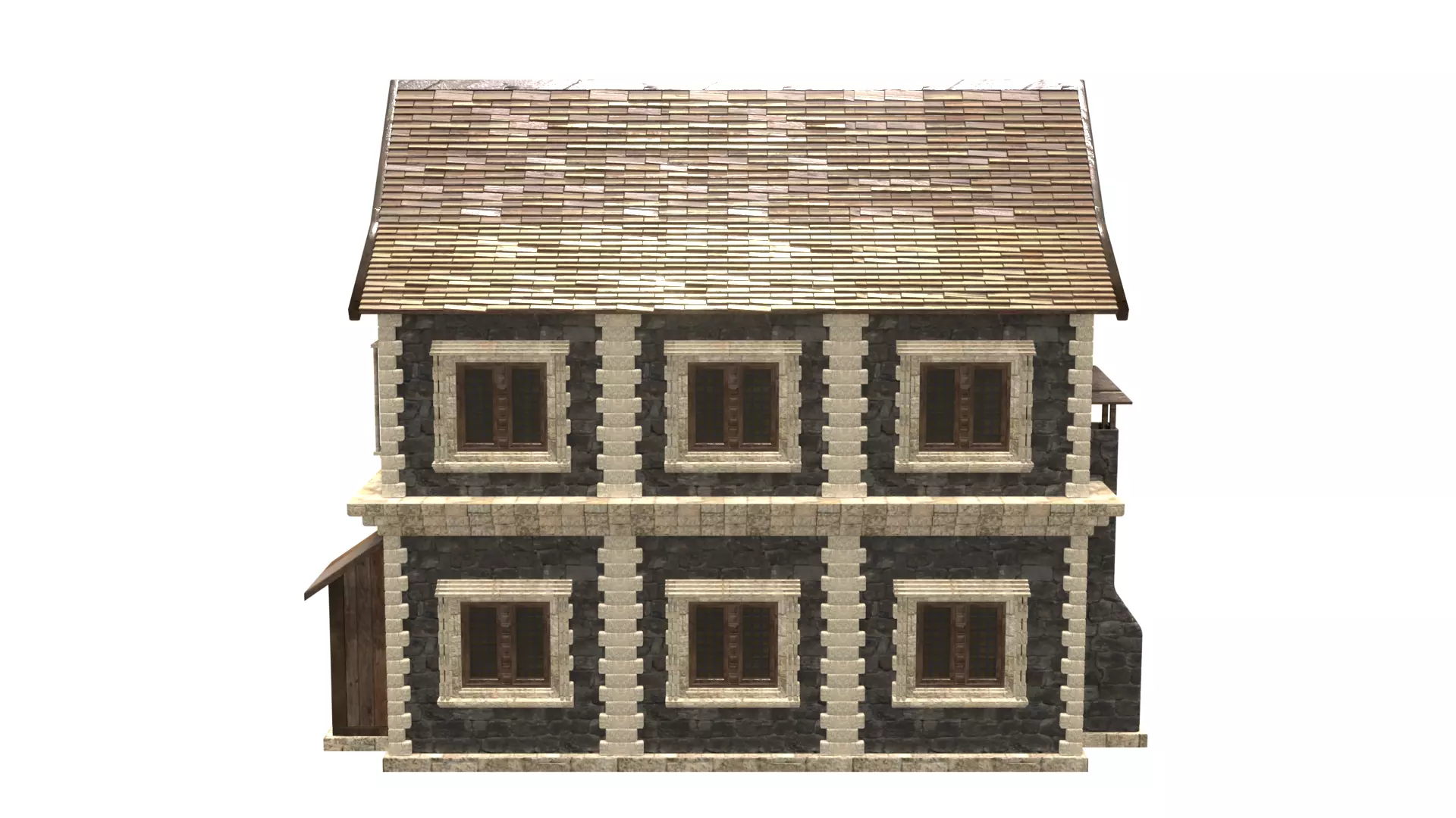 medieval house low poly city town residential house 30 Low-poly 3D model_5