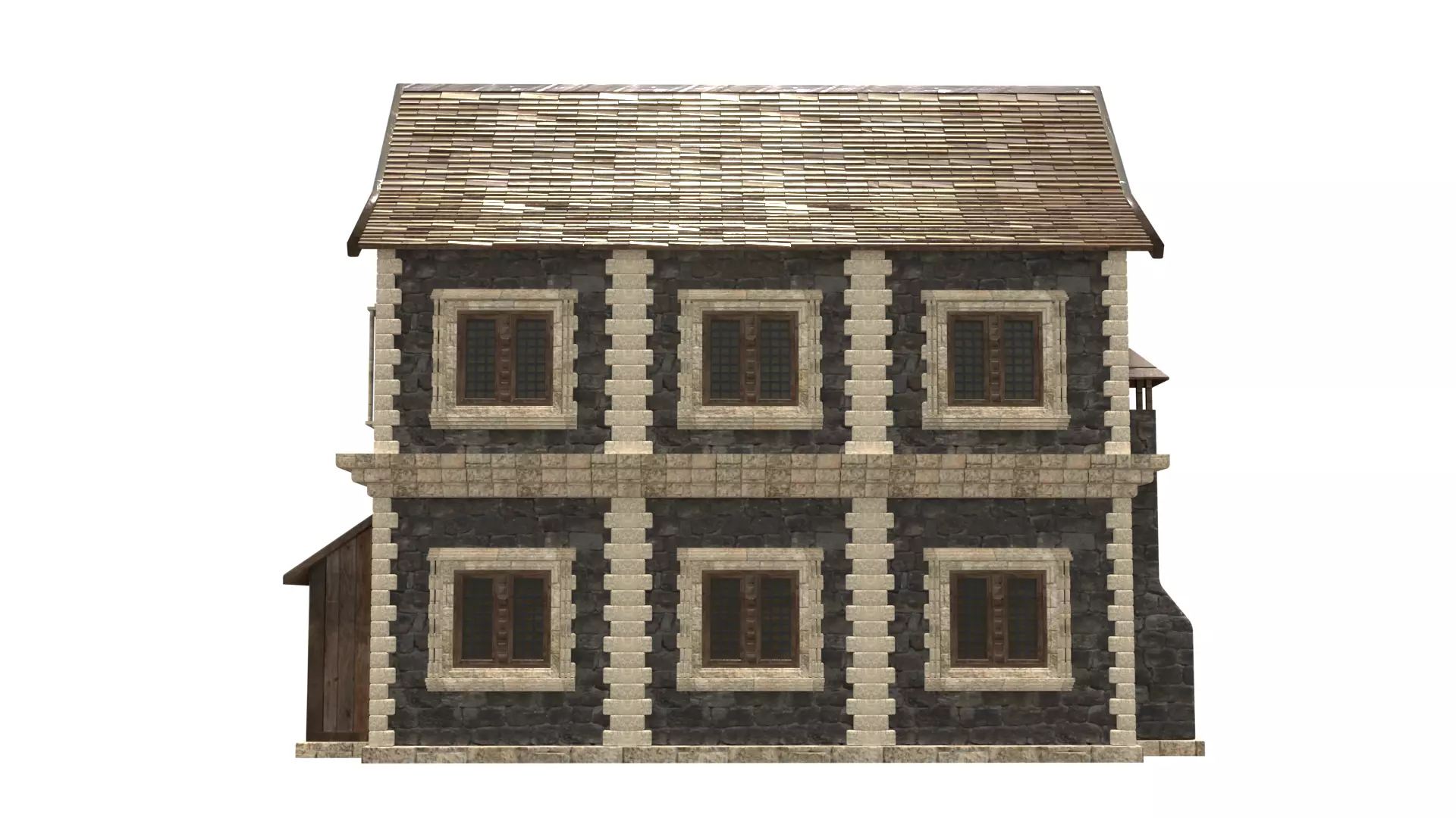 medieval house low poly city town residential house 30 Low-poly 3D model_9
