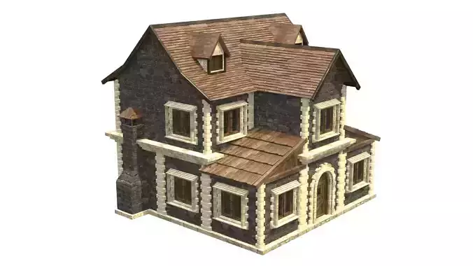 medieval house low poly city town residential house 30 Low-poly 3D model