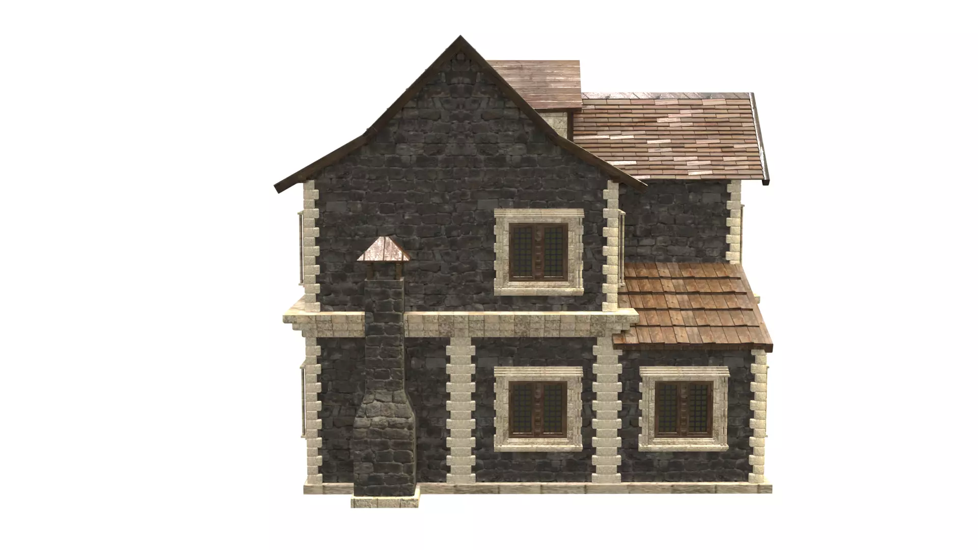 medieval house low poly city town residential house 30 Low-poly 3D model_7
