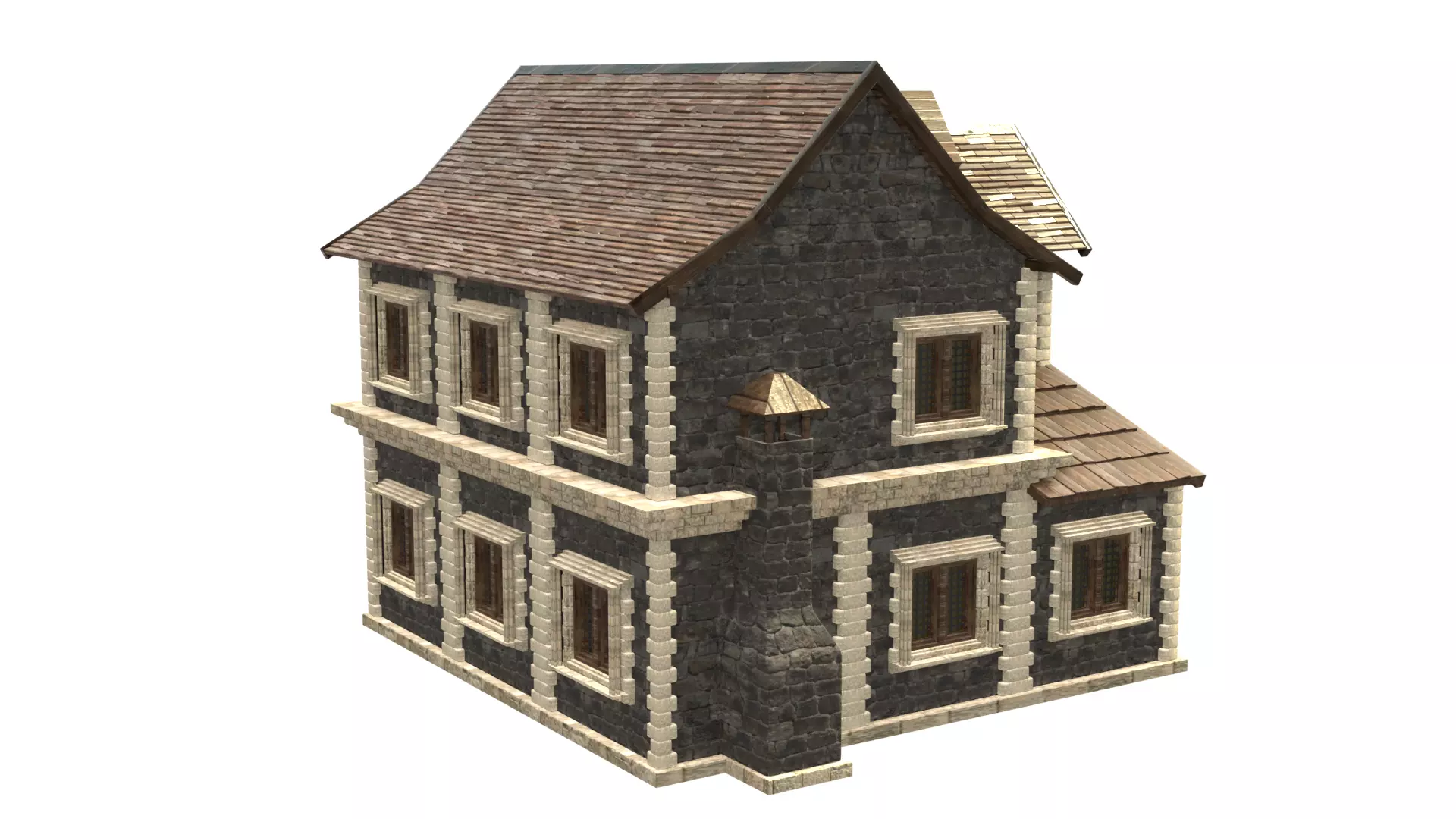 medieval house low poly city town residential house 30 Low-poly 3D model_6