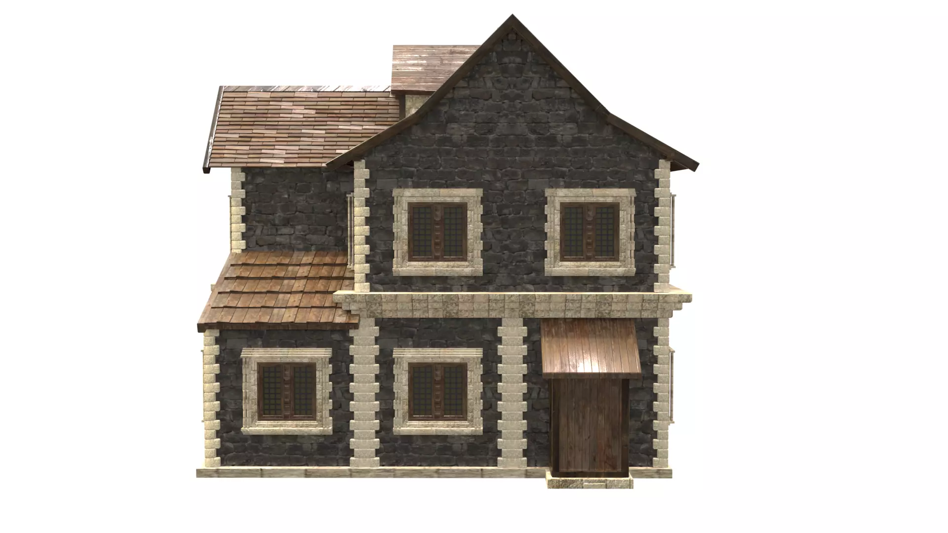 medieval house low poly city town residential house 30 Low-poly 3D model_3