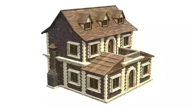 medieval house low poly city town residential house 29