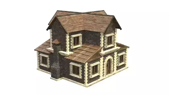 medieval house low poly city town residential house 27