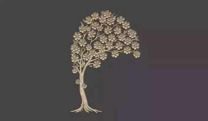 Sakura tree Bas Relief for CNC or 3D Print STL