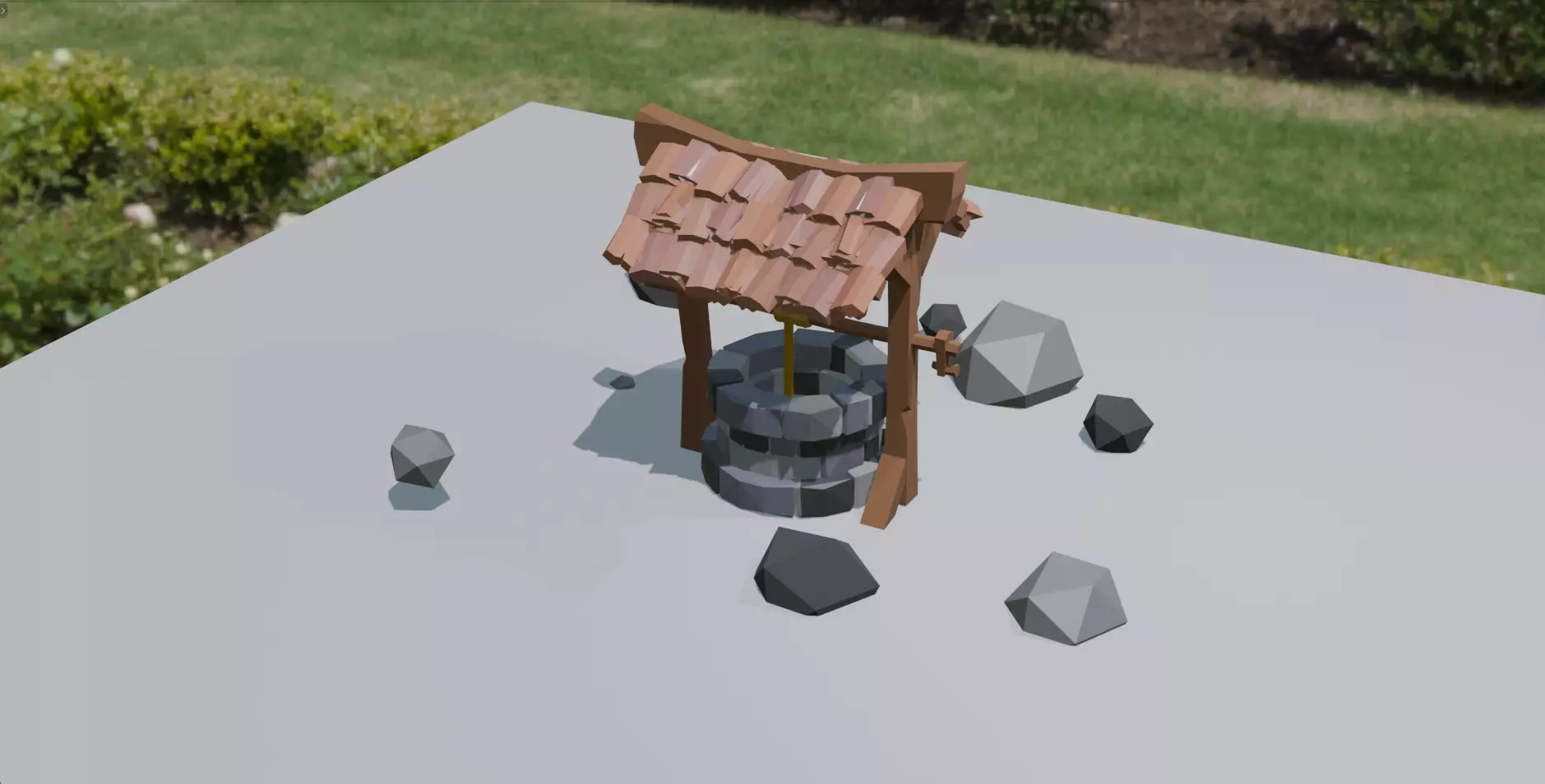 detailed low poly well Free low-poly 3D model