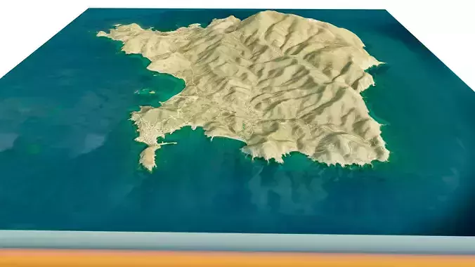Psara Island 3D model terrain Low-poly 3D model