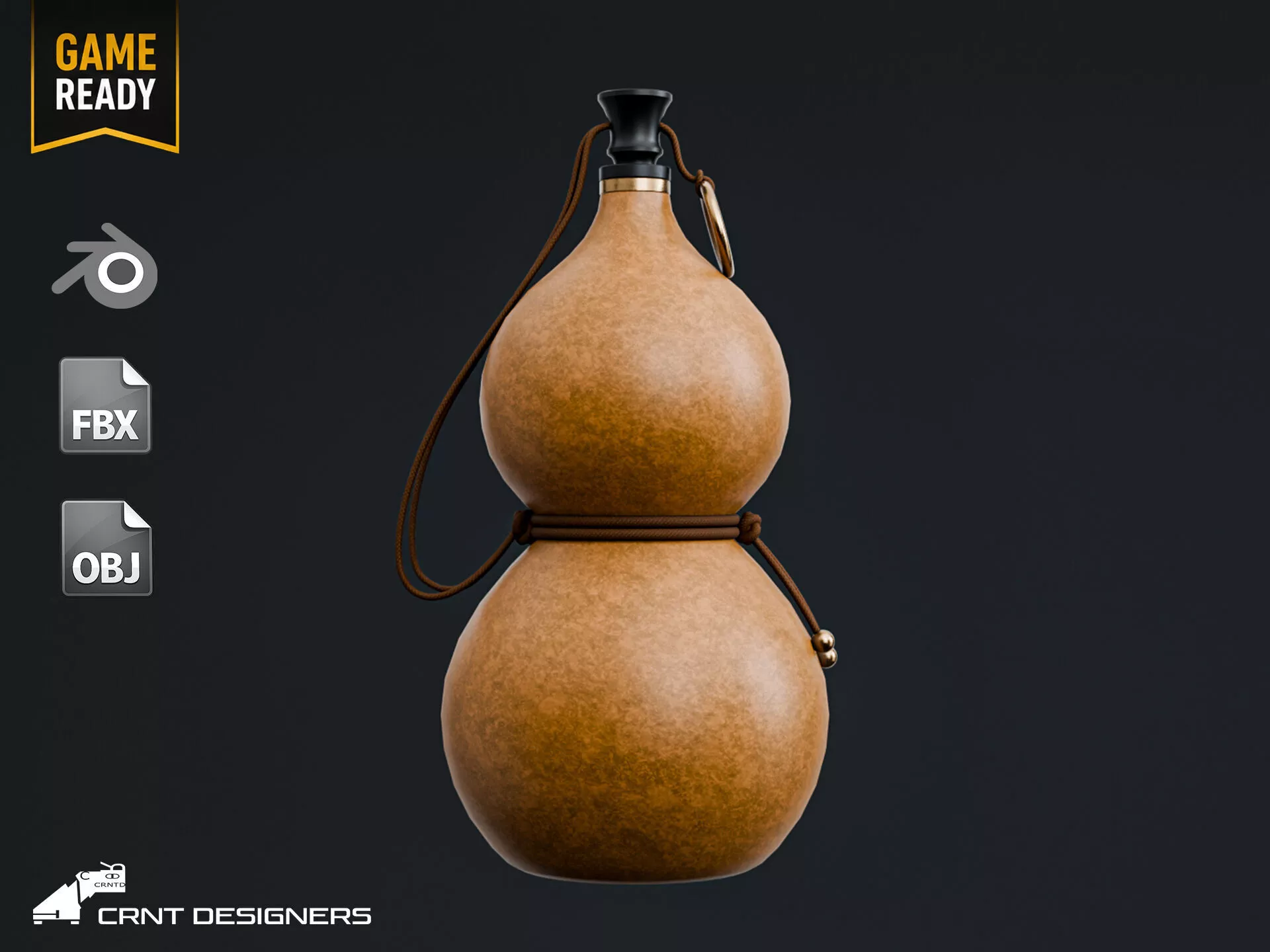 Chinese Gourd Bottle Low-poly 3D model