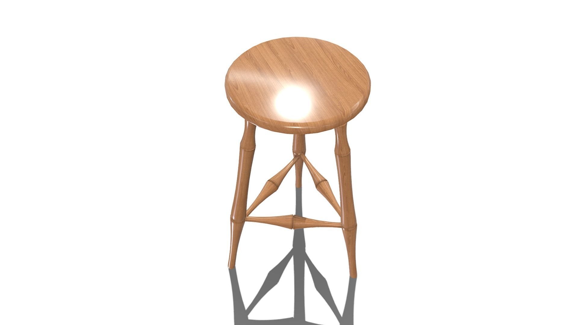 Wooden Stool Low-poly 3D model_6