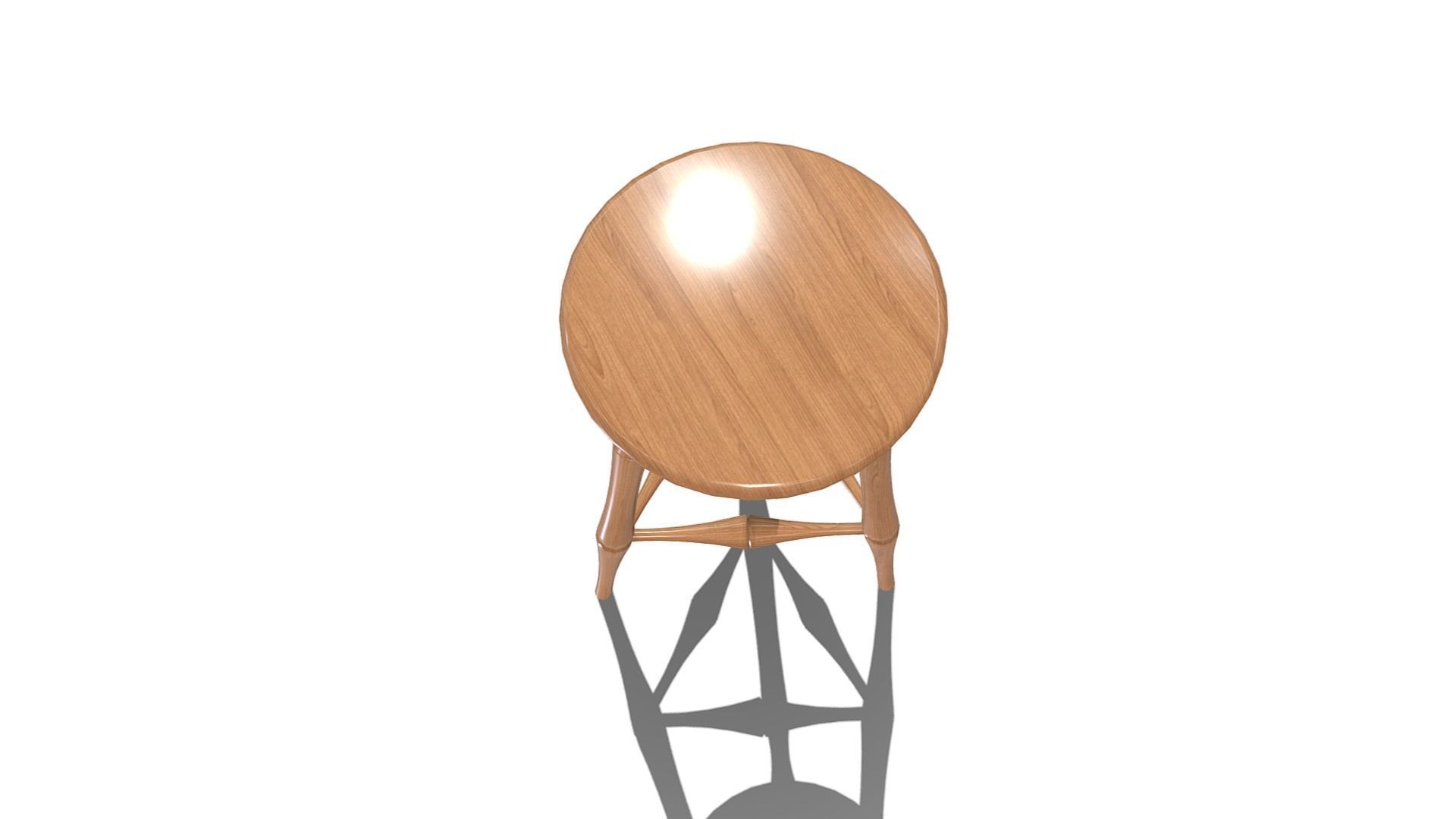Wooden Stool Low-poly 3D model_7