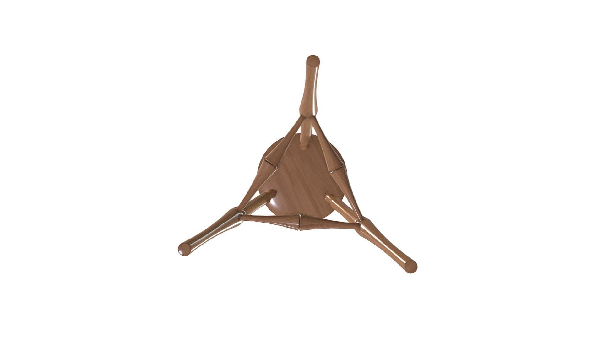 Wooden Stool Low-poly 3D model_5