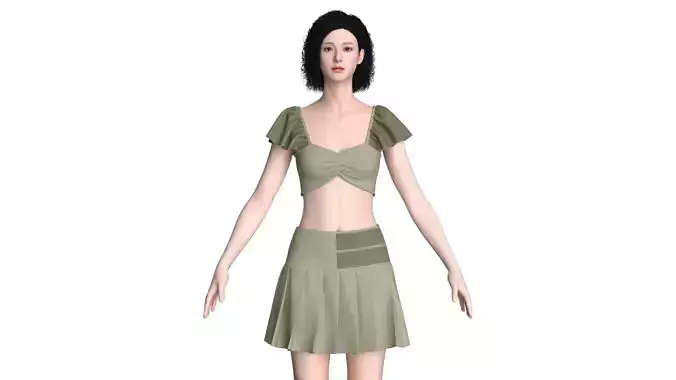 Girls Crop Top With Shorts - Outfit