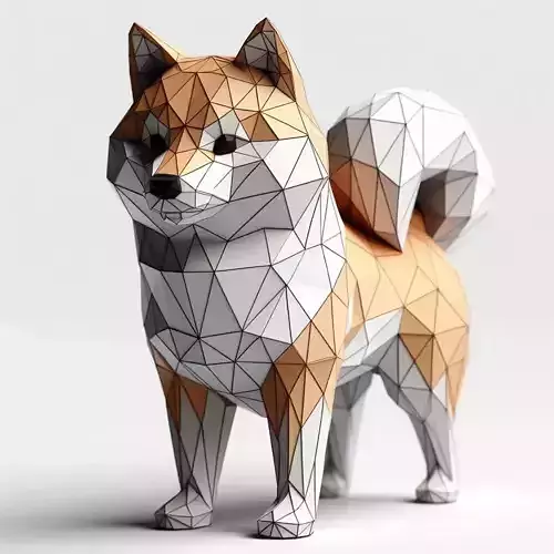 Polygonal Shiba Inu Sculpture