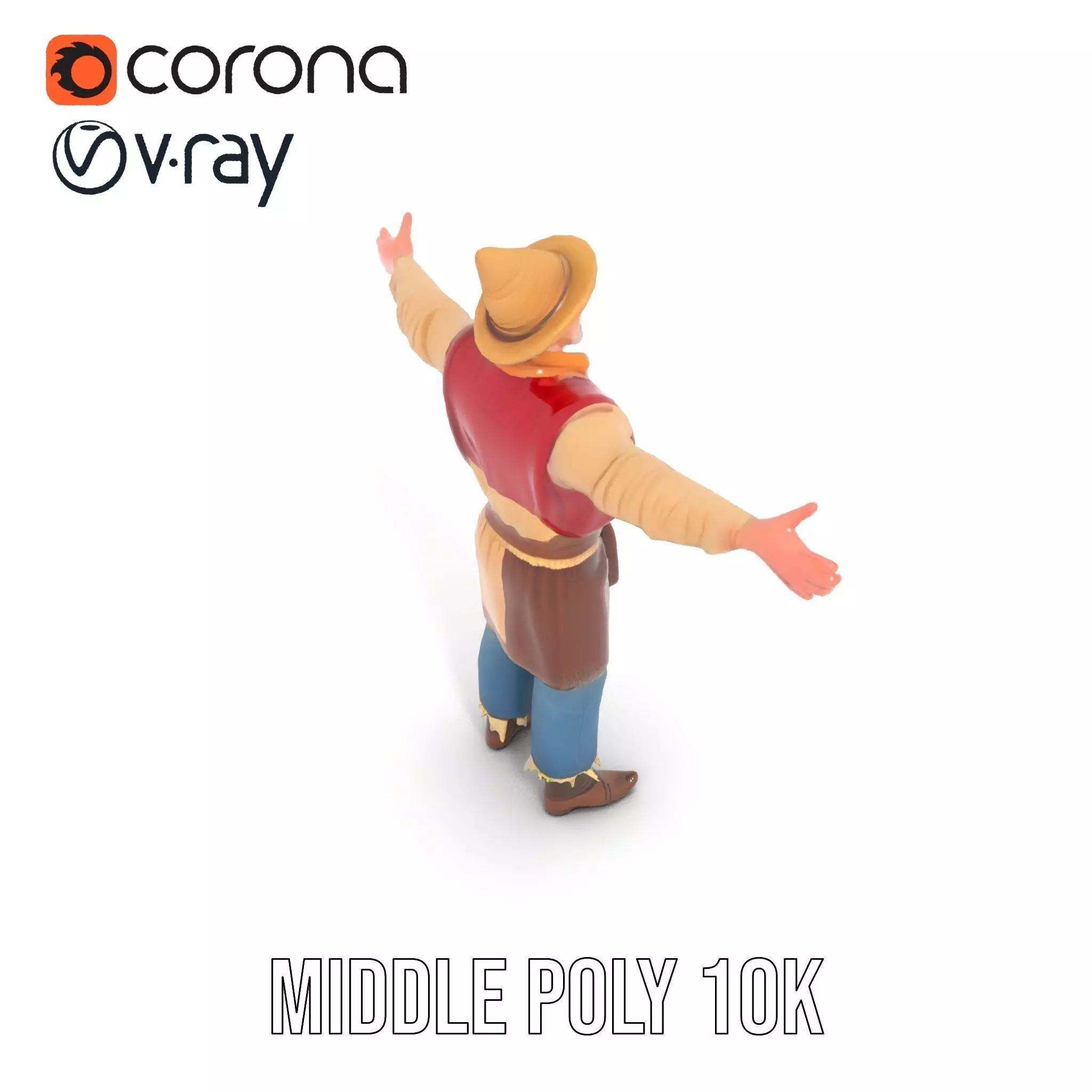 Rustic Scarecrow Model Pack for Interactive Environments Low-poly 3D model_6