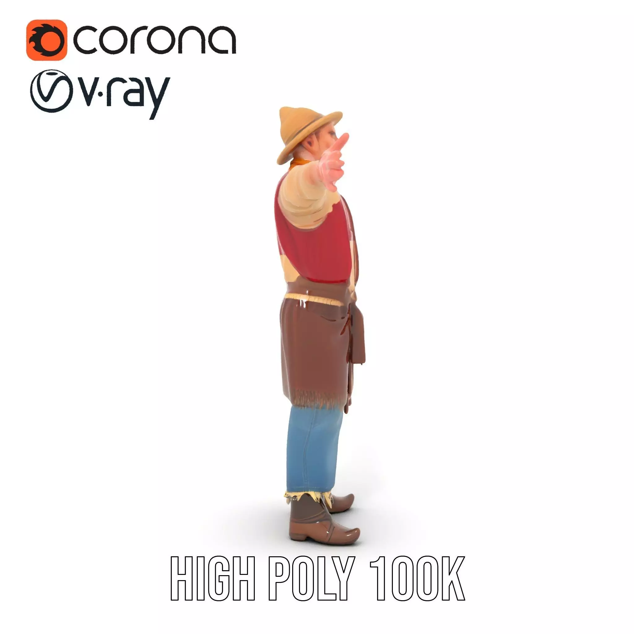 Rustic Scarecrow Model Pack for Interactive Environments Low-poly 3D model_21