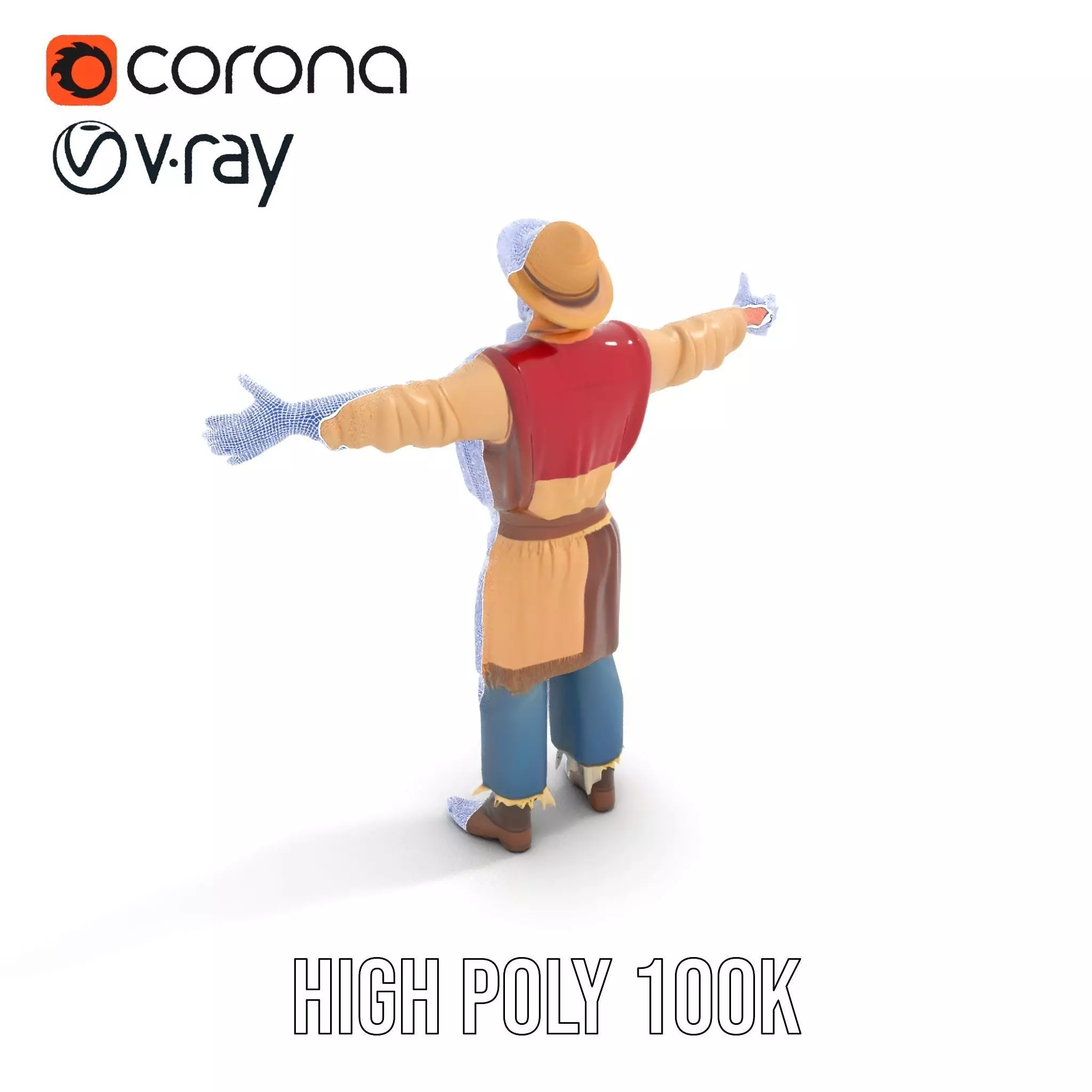 Rustic Scarecrow Model Pack for Interactive Environments Low-poly 3D model_29