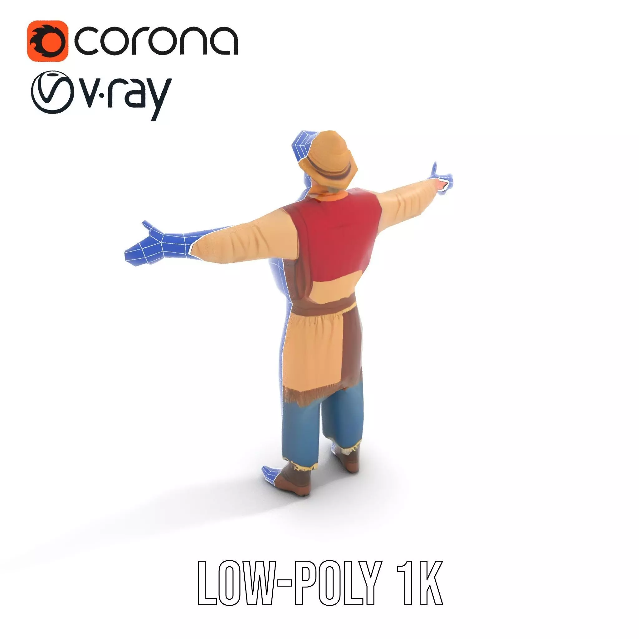 Rustic Scarecrow Model Pack for Interactive Environments Low-poly 3D model_31