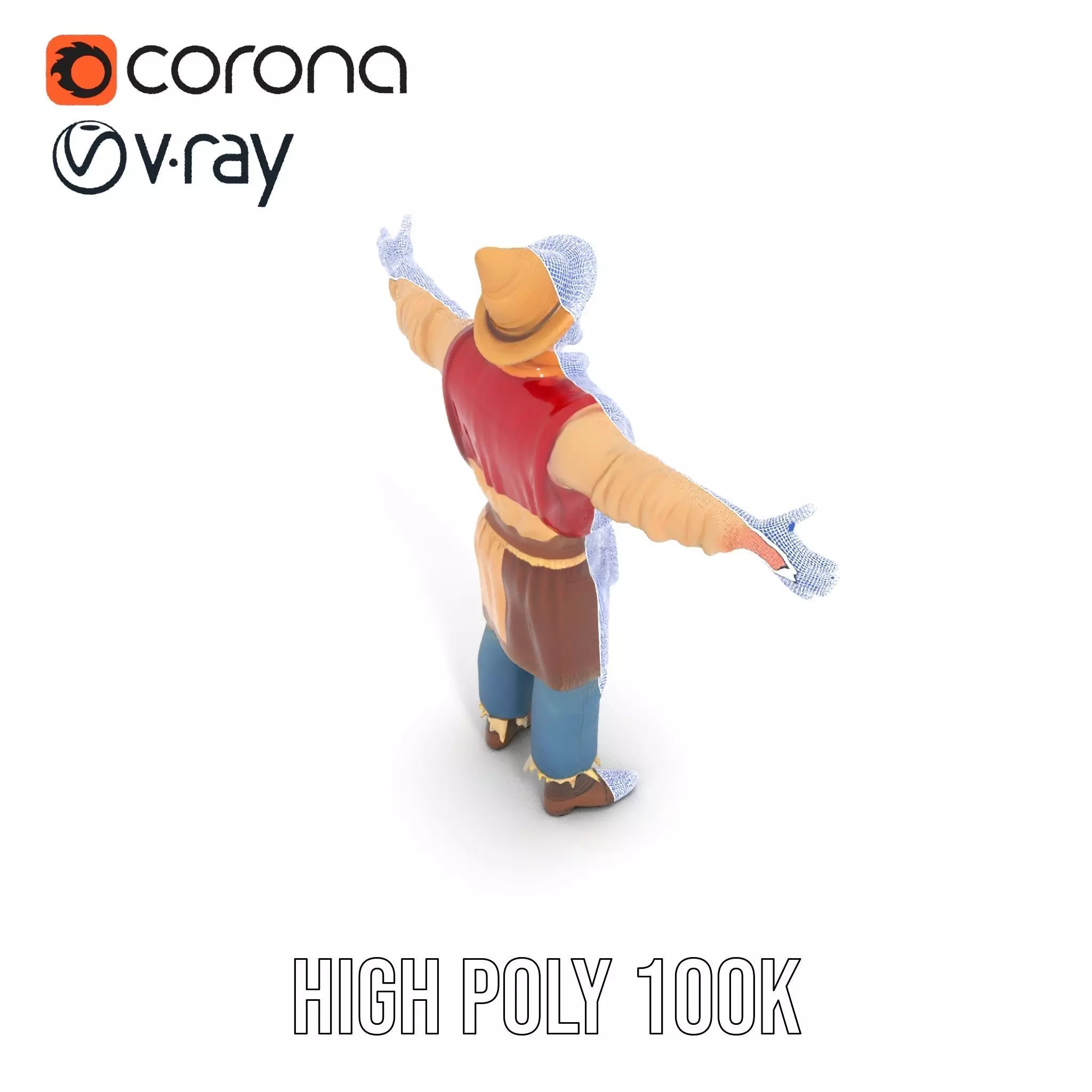 Rustic Scarecrow Model Pack for Interactive Environments Low-poly 3D model_33