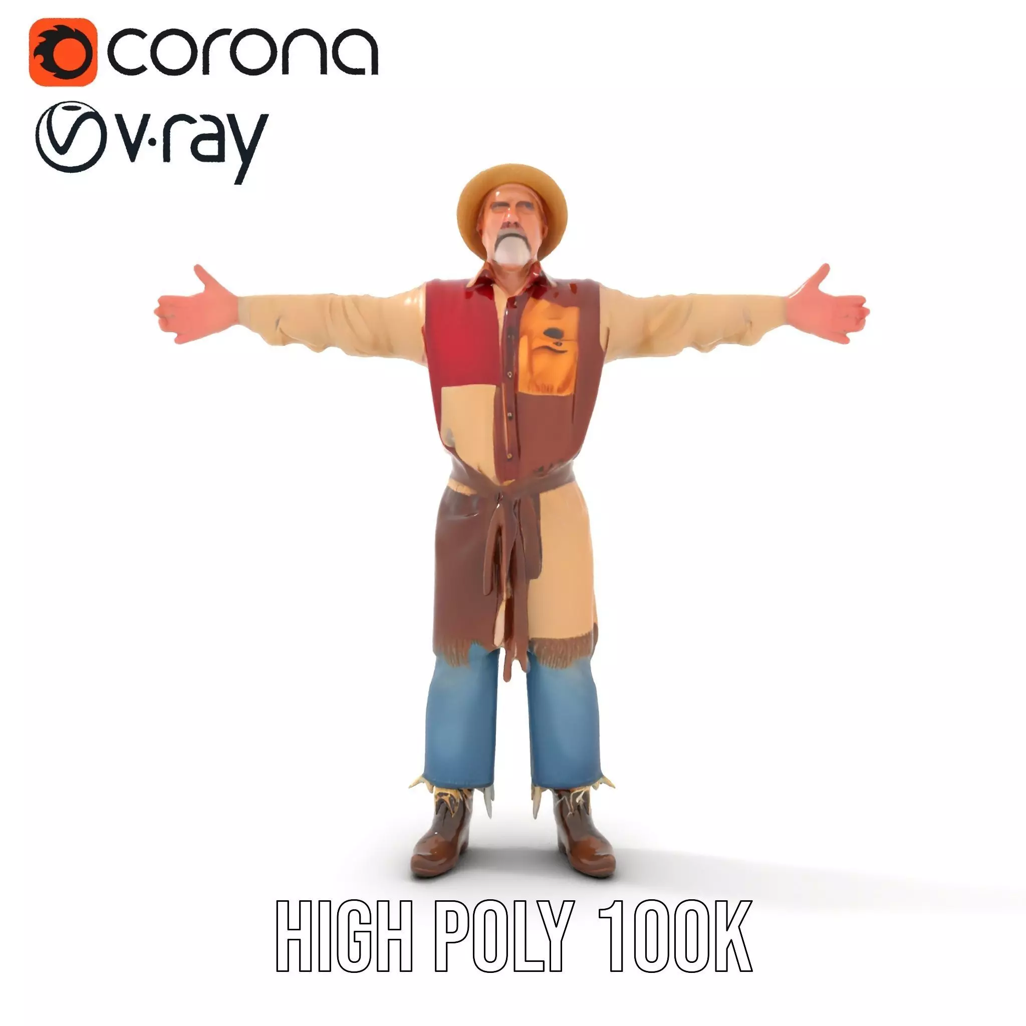 Rustic Scarecrow Model Pack for Interactive Environments Low-poly 3D model_10