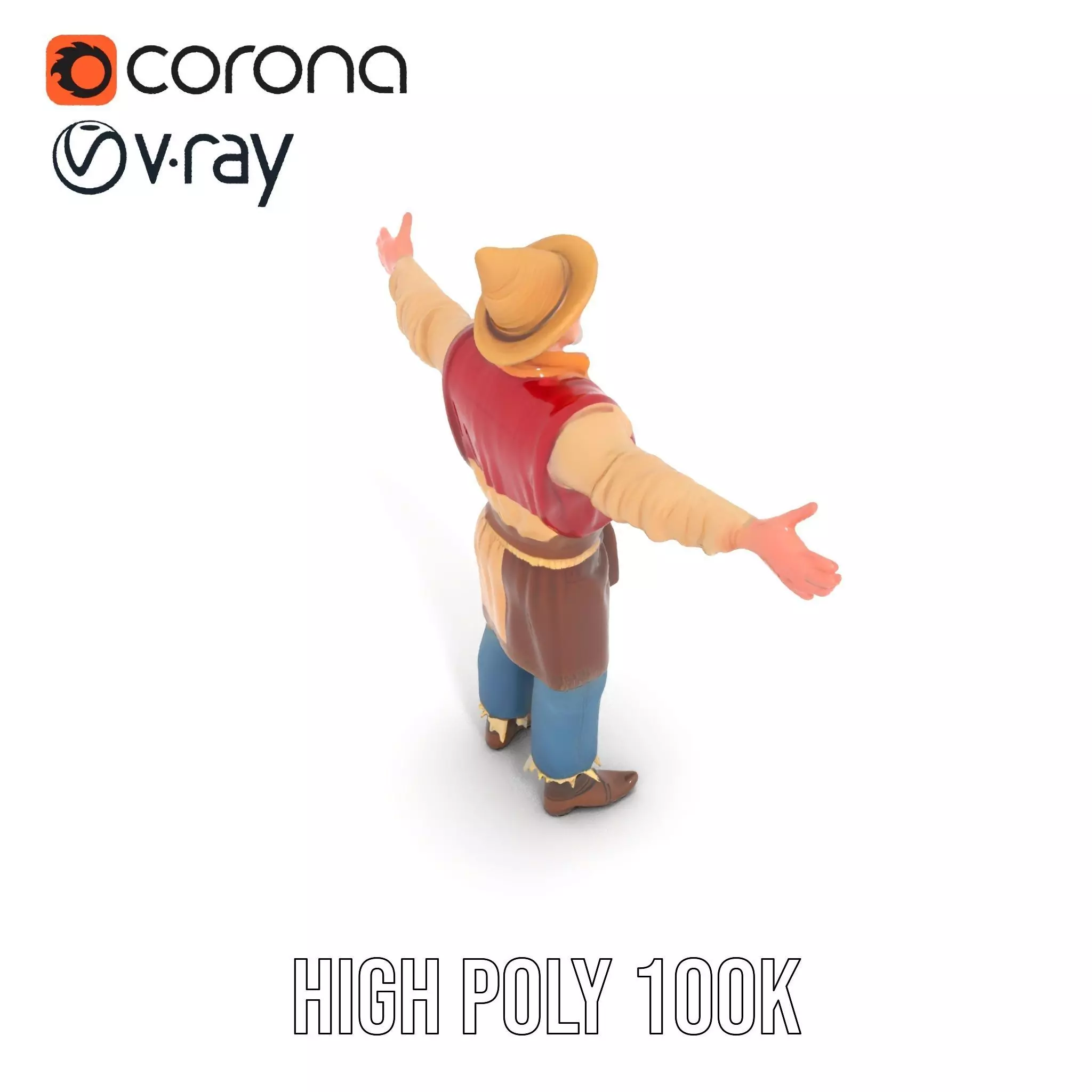 Rustic Scarecrow Model Pack for Interactive Environments Low-poly 3D model_13