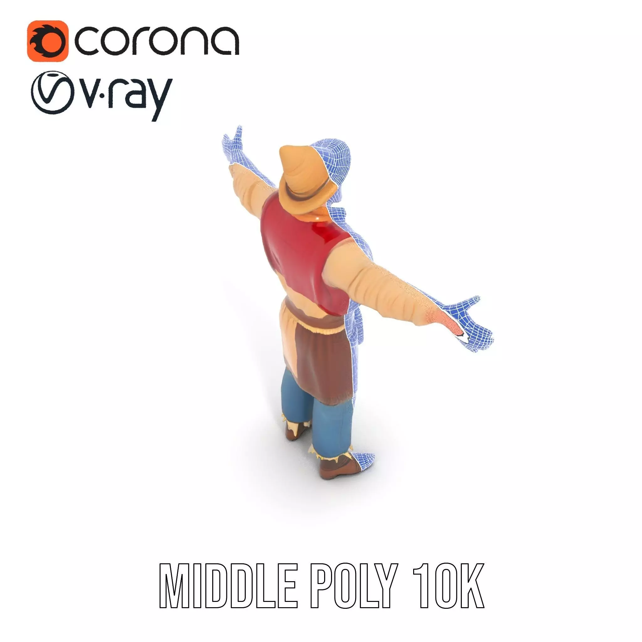 Rustic Scarecrow Model Pack for Interactive Environments Low-poly 3D model_30