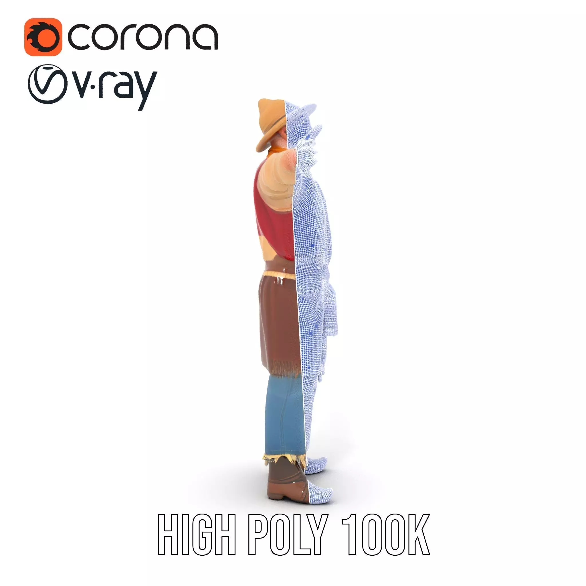 Rustic Scarecrow Model Pack for Interactive Environments Low-poly 3D model_32