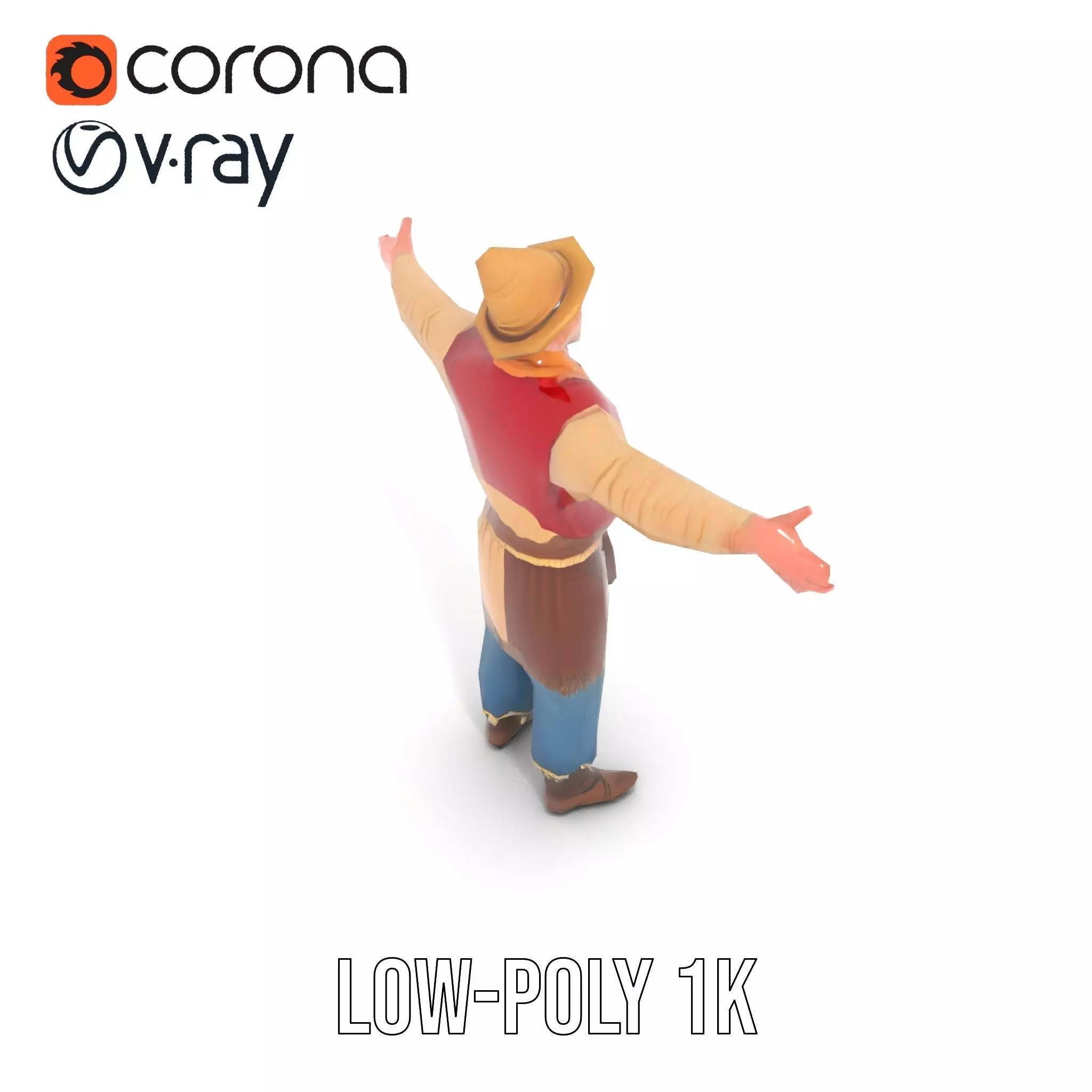 Rustic Scarecrow Model Pack for Interactive Environments Low-poly 3D model_12