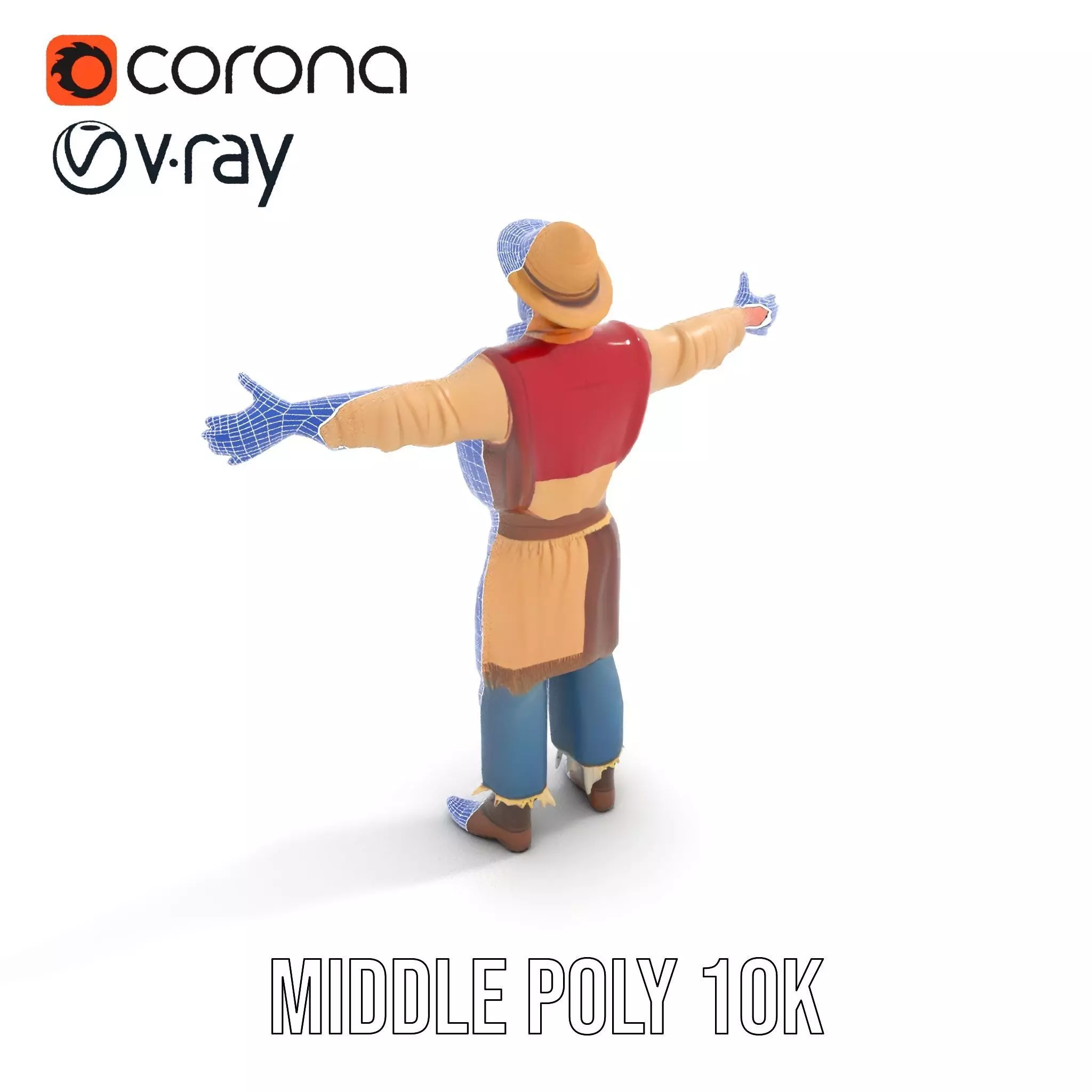 Rustic Scarecrow Model Pack for Interactive Environments Low-poly 3D model_11